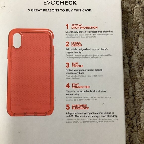 Tech21 EvoCheck FlexShock Case for Apple iPhone 5.8" Bright Rouge. New In Box - Picture 3 of 4